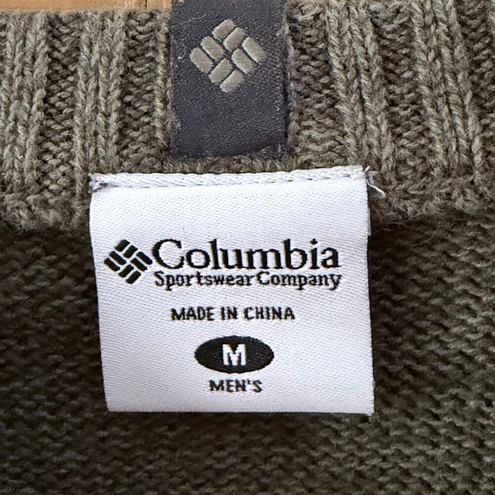 Columbia Men’s Cotton V Neck Knit Sweater Olive Green Size Medium gorpcore prep - Picture 3 of 9
